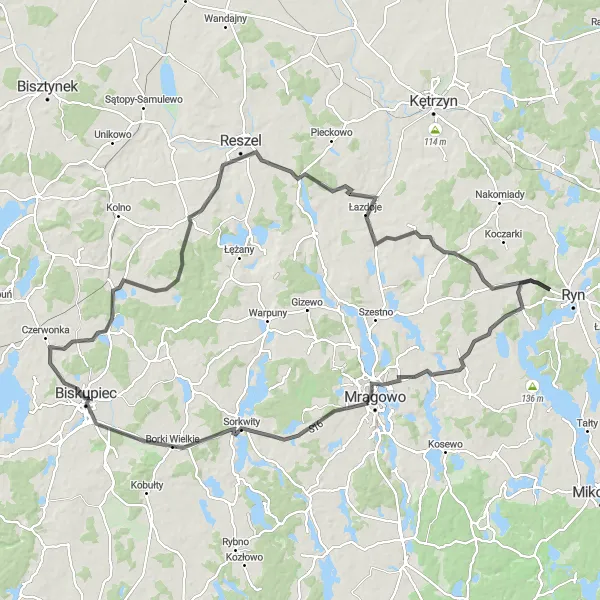 Miniatura mapy "Spacerkiem po Warmii" - trasy rowerowej w Warmińsko-mazurskie, Poland. Wygenerowane przez planer tras rowerowych Tarmacs.app