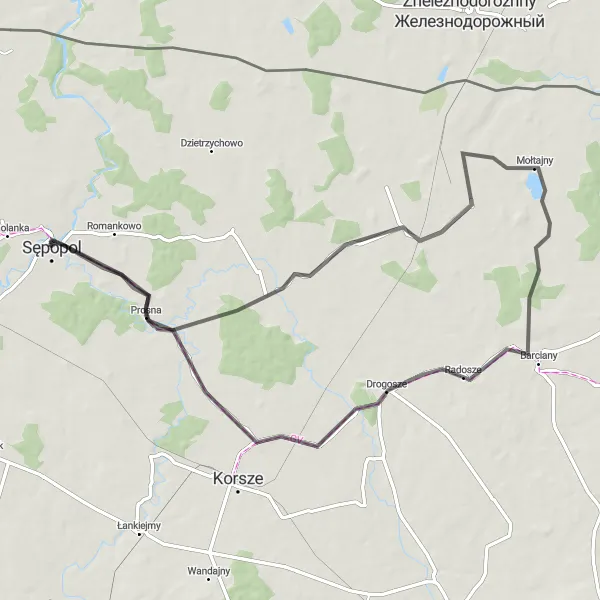 Miniatura mapy "Przejażdżka przez Krelikiejmy" - trasy rowerowej w Warmińsko-mazurskie, Poland. Wygenerowane przez planer tras rowerowych Tarmacs.app