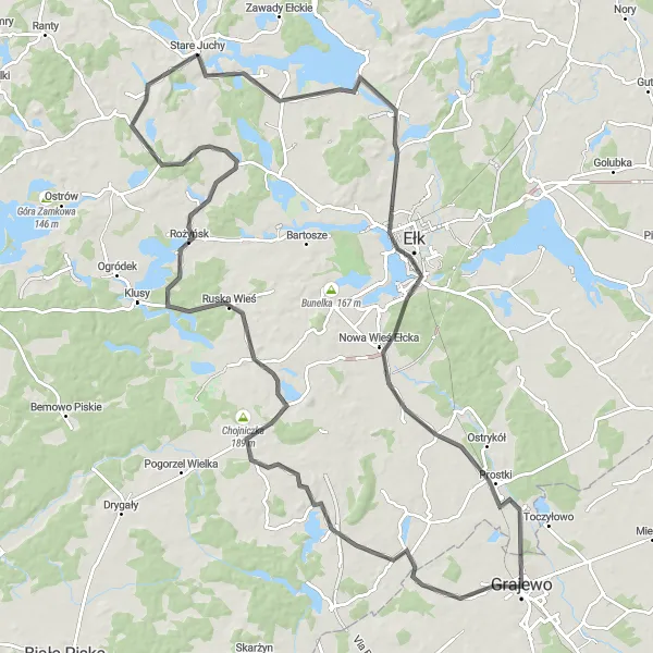 Miniatura mapy "Trasa z Malinówki Wielkiej do Grabnika" - trasy rowerowej w Warmińsko-mazurskie, Poland. Wygenerowane przez planer tras rowerowych Tarmacs.app