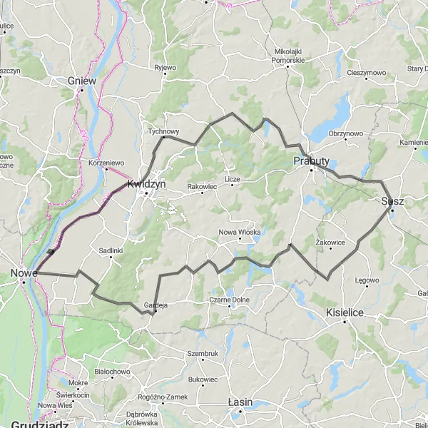 Miniatura mapy "Dookoła Susza na szosowym rowerze" - trasy rowerowej w Warmińsko-mazurskie, Poland. Wygenerowane przez planer tras rowerowych Tarmacs.app
