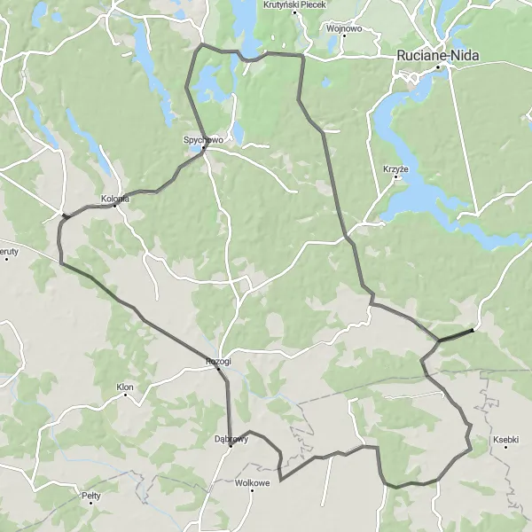 Miniatura mapy "Trasa wokół Świętajna" - trasy rowerowej w Warmińsko-mazurskie, Poland. Wygenerowane przez planer tras rowerowych Tarmacs.app