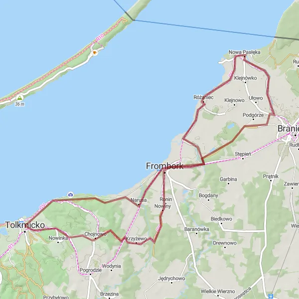 Miniatura mapy "Panorama okolicy z wieży" - trasy rowerowej w Warmińsko-mazurskie, Poland. Wygenerowane przez planer tras rowerowych Tarmacs.app