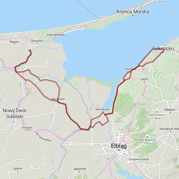 Miniatura mapy "Trasa gruzowa przez Marzęcino i Tujsk" - trasy rowerowej w Warmińsko-mazurskie, Poland. Wygenerowane przez planer tras rowerowych Tarmacs.app