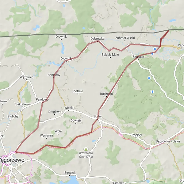 Miniatura mapy "Węgorzewo - Czerwony Dwór" - trasy rowerowej w Warmińsko-mazurskie, Poland. Wygenerowane przez planer tras rowerowych Tarmacs.app