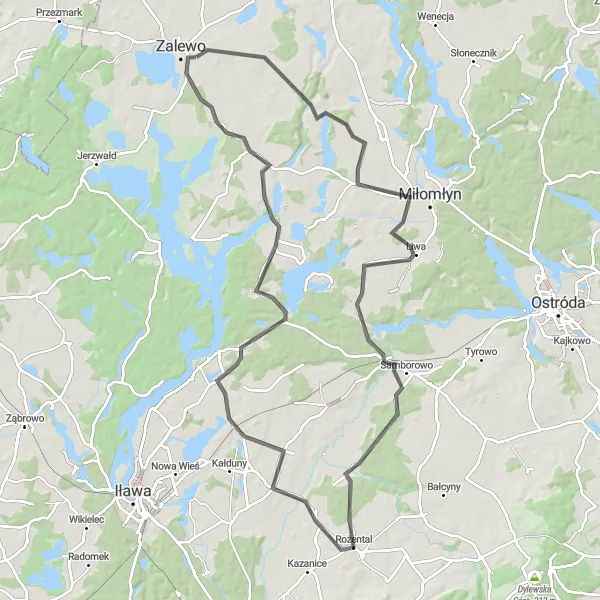 Miniatura mapy "Zalewo - Samborowo - Rożental - Tynwałd - Zalewo" - trasy rowerowej w Warmińsko-mazurskie, Poland. Wygenerowane przez planer tras rowerowych Tarmacs.app