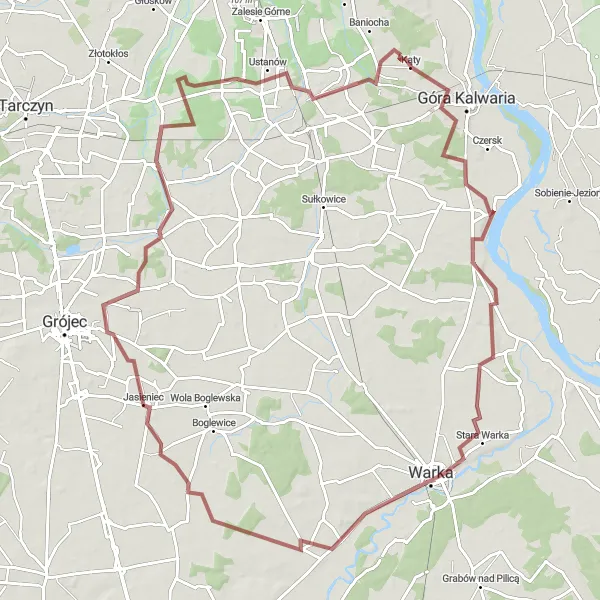Map miniature of "The Ultimate Gravel Challenge" cycling inspiration in Warszawski stołeczny, Poland. Generated by Tarmacs.app cycling route planner