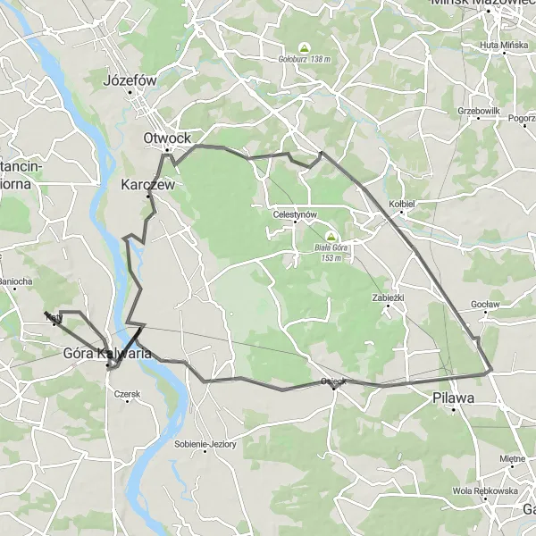 Miniatura mapy "Trasa wokół Baniochy i okolic" - trasy rowerowej w Warszawski stołeczny, Poland. Wygenerowane przez planer tras rowerowych Tarmacs.app