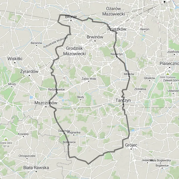 Miniatura mapy "Wyprawa do Piorunowa" - trasy rowerowej w Warszawski stołeczny, Poland. Wygenerowane przez planer tras rowerowych Tarmacs.app