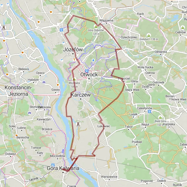 Map miniature of "Glinki Gravel Adventure" cycling inspiration in Warszawski stołeczny, Poland. Generated by Tarmacs.app cycling route planner