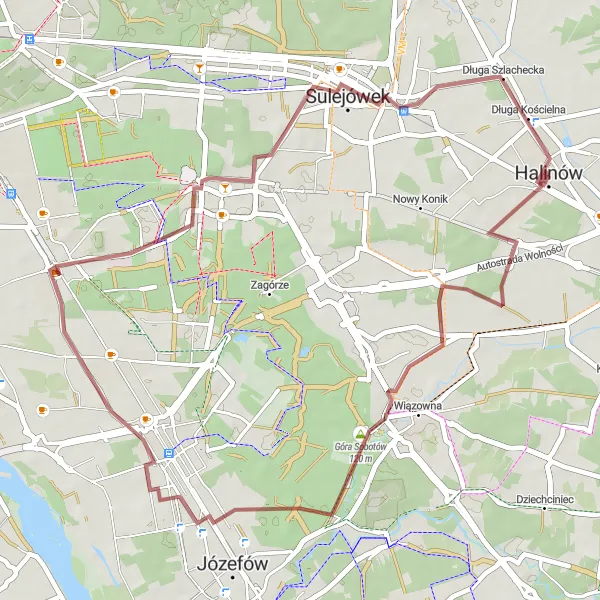 Miniatura mapy "Trasa Gravelowa do Sulejówka" - trasy rowerowej w Warszawski stołeczny, Poland. Wygenerowane przez planer tras rowerowych Tarmacs.app