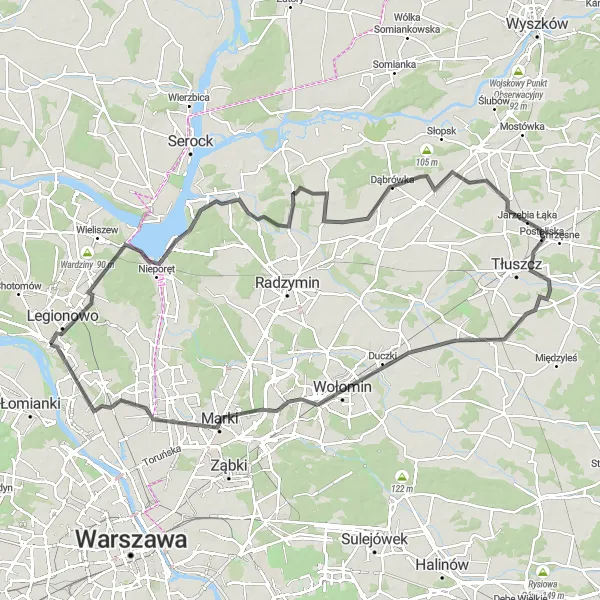 Map miniature of "Jabłonna Adventure: Legionowo and Beyond" cycling inspiration in Warszawski stołeczny, Poland. Generated by Tarmacs.app cycling route planner