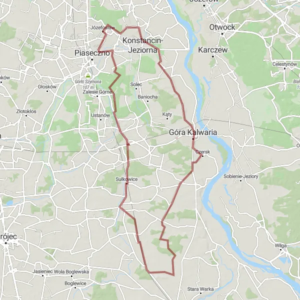 Map miniature of "Konstancin-Jeziorna Adventure: Scenic Gravel Ride near Józefosław" cycling inspiration in Warszawski stołeczny, Poland. Generated by Tarmacs.app cycling route planner