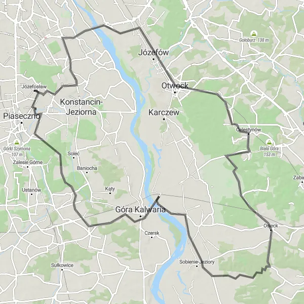 Miniatura mapy "Trasa przez Osieck i Chylice" - trasy rowerowej w Warszawski stołeczny, Poland. Wygenerowane przez planer tras rowerowych Tarmacs.app