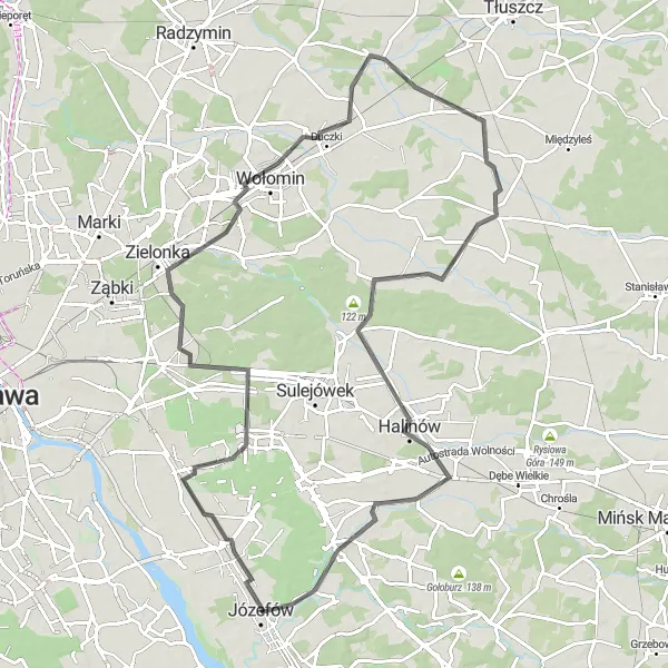 Miniatura mapy "Trasa Szosowa do Wołomina" - trasy rowerowej w Warszawski stołeczny, Poland. Wygenerowane przez planer tras rowerowych Tarmacs.app