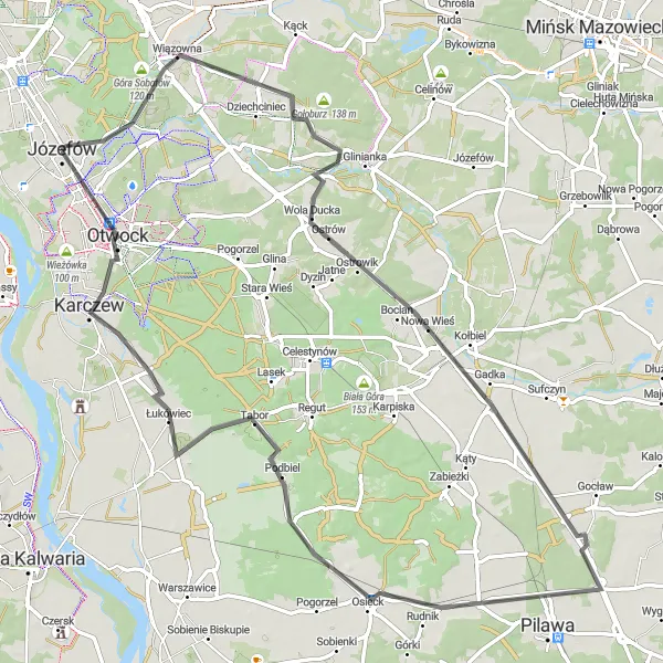 Miniatura mapy "Szosowy Spacer przez Lubice" - trasy rowerowej w Warszawski stołeczny, Poland. Wygenerowane przez planer tras rowerowych Tarmacs.app