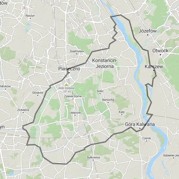 Miniatura mapy "Trasa do Góry Kalwarii" - trasy rowerowej w Warszawski stołeczny, Poland. Wygenerowane przez planer tras rowerowych Tarmacs.app