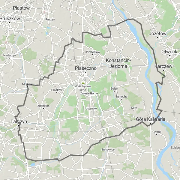 Miniatura mapy "Trasa do Wilanowa" - trasy rowerowej w Warszawski stołeczny, Poland. Wygenerowane przez planer tras rowerowych Tarmacs.app