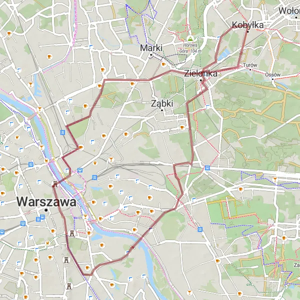 Map miniature of "Gravel Adventure" cycling inspiration in Warszawski stołeczny, Poland. Generated by Tarmacs.app cycling route planner