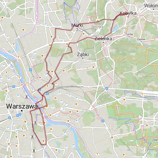 Map miniature of "Gravel Discovery" cycling inspiration in Warszawski stołeczny, Poland. Generated by Tarmacs.app cycling route planner