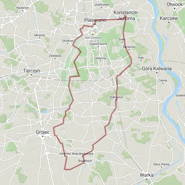 Map miniature of "Czachówek Adventure" cycling inspiration in Warszawski stołeczny, Poland. Generated by Tarmacs.app cycling route planner