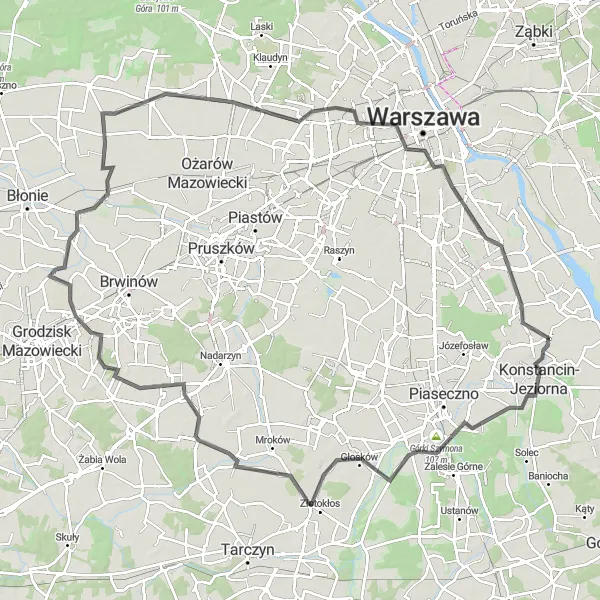 Map miniature of "Konstancin-Milanówek Circuit" cycling inspiration in Warszawski stołeczny, Poland. Generated by Tarmacs.app cycling route planner