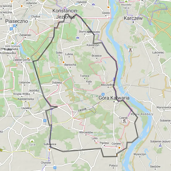 Map miniature of "Konstancin Discovery" cycling inspiration in Warszawski stołeczny, Poland. Generated by Tarmacs.app cycling route planner