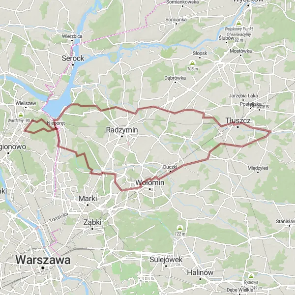 Miniatura mapy "Wspinaczka na Górę św. Antoniego i Michałów-Reginów" - trasy rowerowej w Warszawski stołeczny, Poland. Wygenerowane przez planer tras rowerowych Tarmacs.app