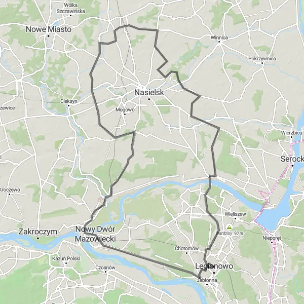 Miniatura mapy "Wizyta w Suchocinie i Krzyczkach" - trasy rowerowej w Warszawski stołeczny, Poland. Wygenerowane przez planer tras rowerowych Tarmacs.app