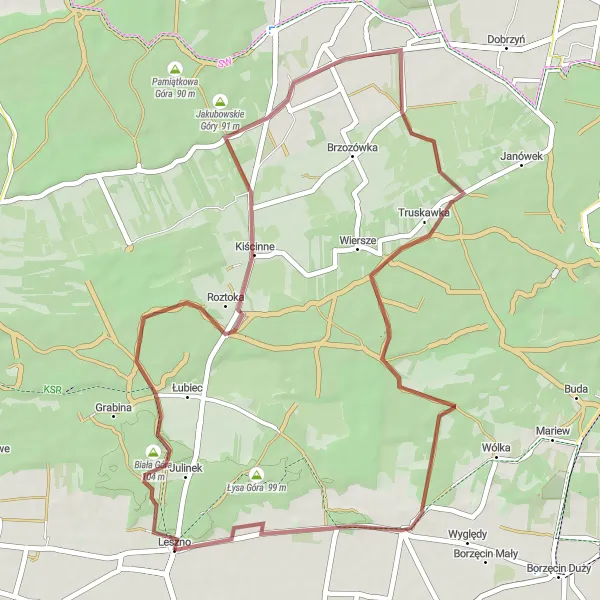 Map miniature of "Exploring Gravel Paths" cycling inspiration in Warszawski stołeczny, Poland. Generated by Tarmacs.app cycling route planner