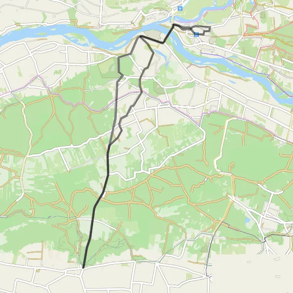 Map miniature of "Leszno Hills" cycling inspiration in Warszawski stołeczny, Poland. Generated by Tarmacs.app cycling route planner