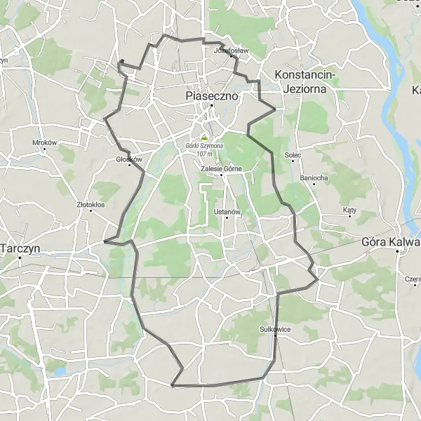 Miniatura mapy "Trasa z Józefosławia przez Lesznowolę do Pilawy" - trasy rowerowej w Warszawski stołeczny, Poland. Wygenerowane przez planer tras rowerowych Tarmacs.app