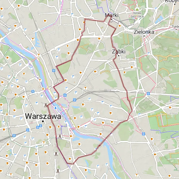 Miniatura mapy "Trasa gravelowa przez Pałacyk Rembielińskiego i Marki" - trasy rowerowej w Warszawski stołeczny, Poland. Wygenerowane przez planer tras rowerowych Tarmacs.app