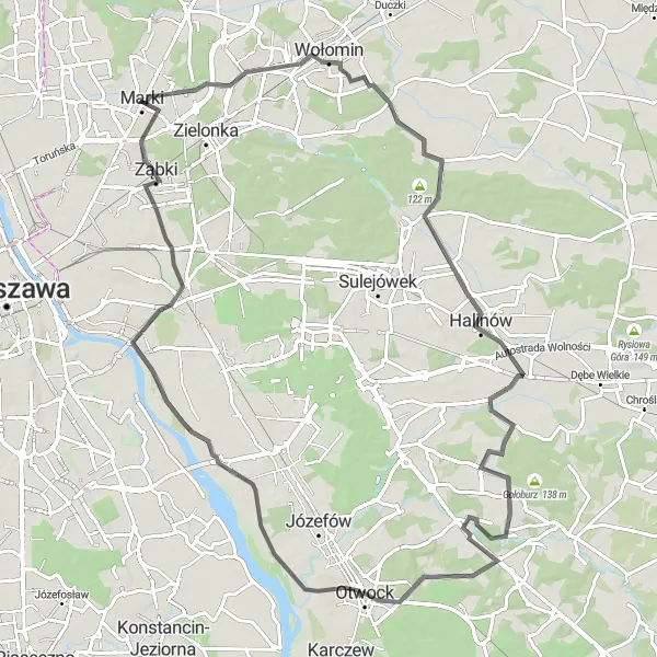 Miniatura mapy "Trasa przez Malcanów" - trasy rowerowej w Warszawski stołeczny, Poland. Wygenerowane przez planer tras rowerowych Tarmacs.app