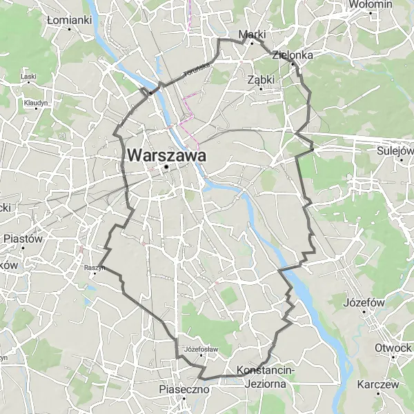 Miniatura mapy "Trasa do Kopca Moczydłowskiego" - trasy rowerowej w Warszawski stołeczny, Poland. Wygenerowane przez planer tras rowerowych Tarmacs.app
