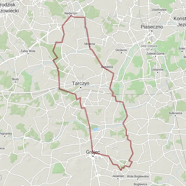 Miniatura mapy "Trasa z Nadarzyna do Młochowa" - trasy rowerowej w Warszawski stołeczny, Poland. Wygenerowane przez planer tras rowerowych Tarmacs.app