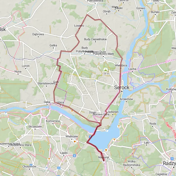 Map miniature of "Nieporęt to Nieporęt Circular Route" cycling inspiration in Warszawski stołeczny, Poland. Generated by Tarmacs.app cycling route planner