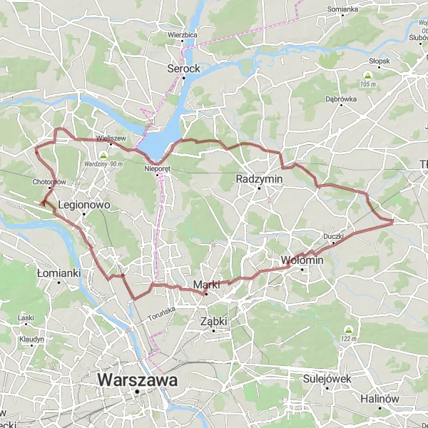Miniatura mapy "Trasa przez Lipkę i Jabłonnę" - trasy rowerowej w Warszawski stołeczny, Poland. Wygenerowane przez planer tras rowerowych Tarmacs.app