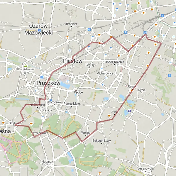 Miniatura mapy "Trasa Gravelowa do Strzeniówki" - trasy rowerowej w Warszawski stołeczny, Poland. Wygenerowane przez planer tras rowerowych Tarmacs.app