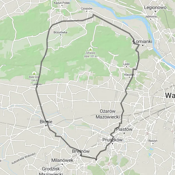 Miniatura mapy "Trasa przez Brwinów i Palmiry" - trasy rowerowej w Warszawski stołeczny, Poland. Wygenerowane przez planer tras rowerowych Tarmacs.app