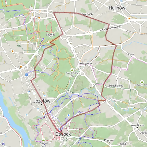 Map miniature of "Józefów Circuit" cycling inspiration in Warszawski stołeczny, Poland. Generated by Tarmacs.app cycling route planner
