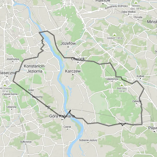 Miniatura mapy "Trasa Road Chylice-Osieck" - trasy rowerowej w Warszawski stołeczny, Poland. Wygenerowane przez planer tras rowerowych Tarmacs.app