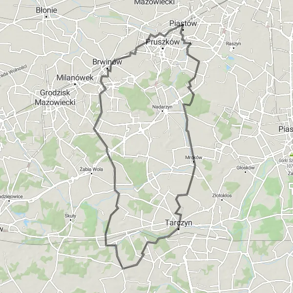 Map miniature of "Wolica Adventure" cycling inspiration in Warszawski stołeczny, Poland. Generated by Tarmacs.app cycling route planner