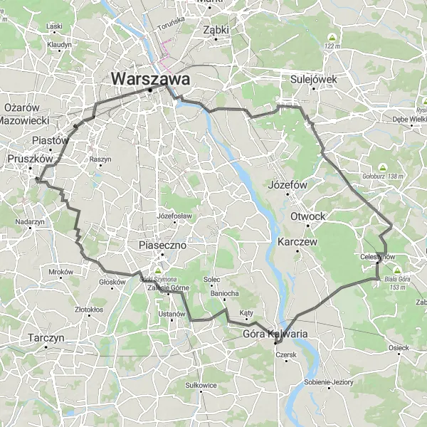 Map miniature of "Warsaw Heritage Tour" cycling inspiration in Warszawski stołeczny, Poland. Generated by Tarmacs.app cycling route planner