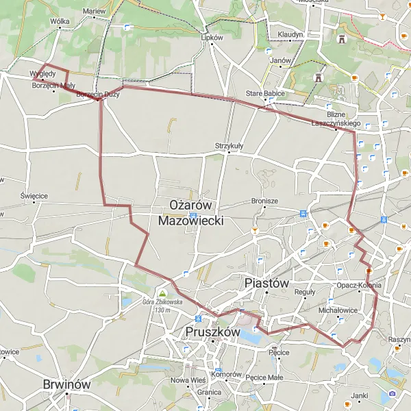 Miniatura mapy "Trasa gravelowa Pruszków - Puchały" - trasy rowerowej w Warszawski stołeczny, Poland. Wygenerowane przez planer tras rowerowych Tarmacs.app