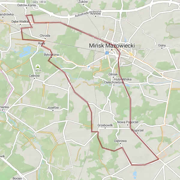 Miniatura mapy "Trasa Siennica - Zamienie - Mińsk Mazowiecki - Mikanów" - trasy rowerowej w Warszawski stołeczny, Poland. Wygenerowane przez planer tras rowerowych Tarmacs.app