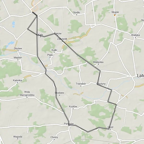 Miniatura mapy "Trasa Szosowa do Bestwin" - trasy rowerowej w Warszawski stołeczny, Poland. Wygenerowane przez planer tras rowerowych Tarmacs.app