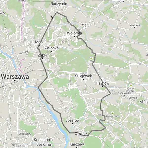 Map miniature of "Otwock Explorer" cycling inspiration in Warszawski stołeczny, Poland. Generated by Tarmacs.app cycling route planner