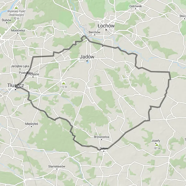 Miniatura mapy "Trasa Road Tłuszcz - Świdrów" - trasy rowerowej w Warszawski stołeczny, Poland. Wygenerowane przez planer tras rowerowych Tarmacs.app
