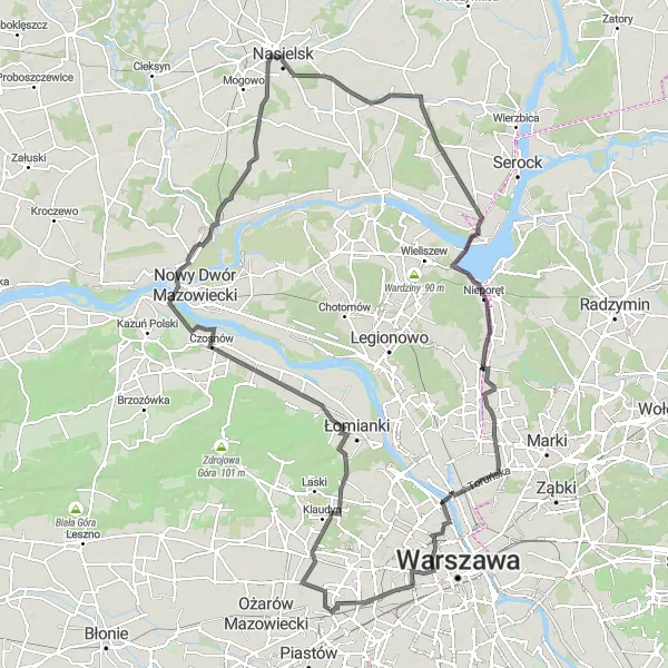 Map miniature of "The Babice Ring" cycling inspiration in Warszawski stołeczny, Poland. Generated by Tarmacs.app cycling route planner