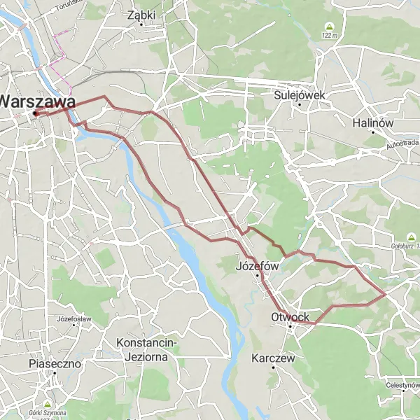Map miniature of "Through the Heart of Warsaw" cycling inspiration in Warszawski stołeczny, Poland. Generated by Tarmacs.app cycling route planner